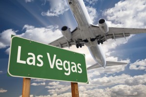 Las Vegas sign with plane flying over Las Vegas sign with plane flying over