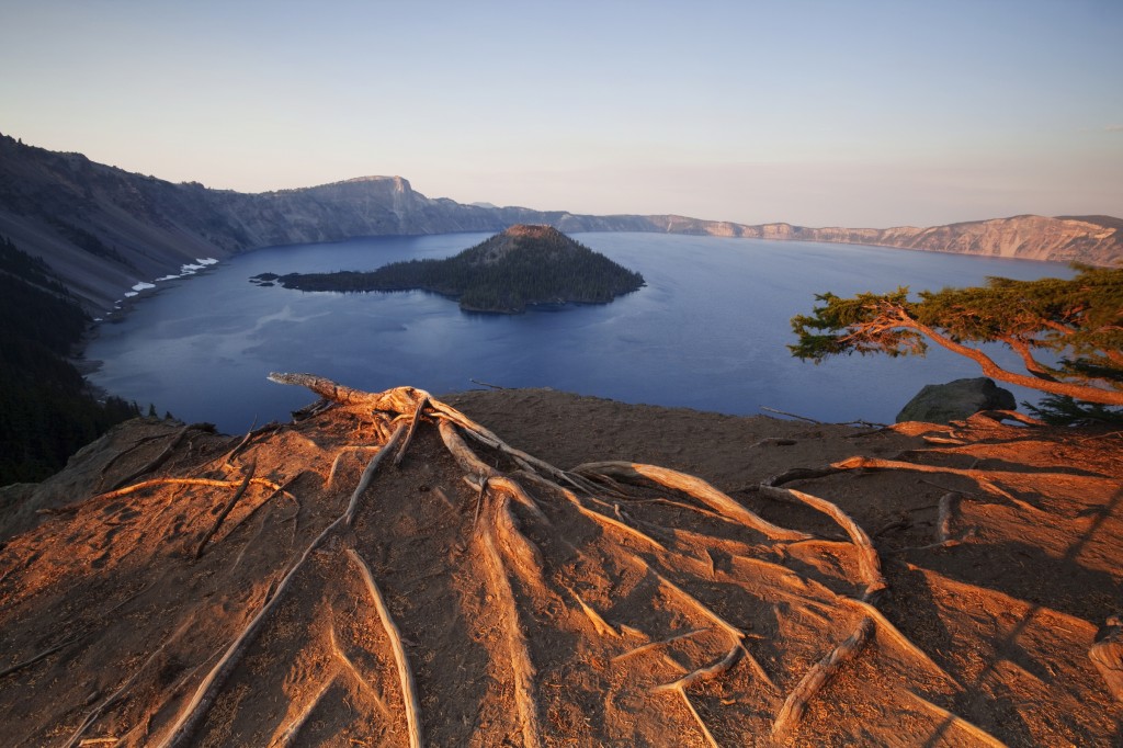 Crater Lake and wizard island in Crater Lake National Park Oregon Crater Lake and wizard island in Crater Lake National Park Oregon