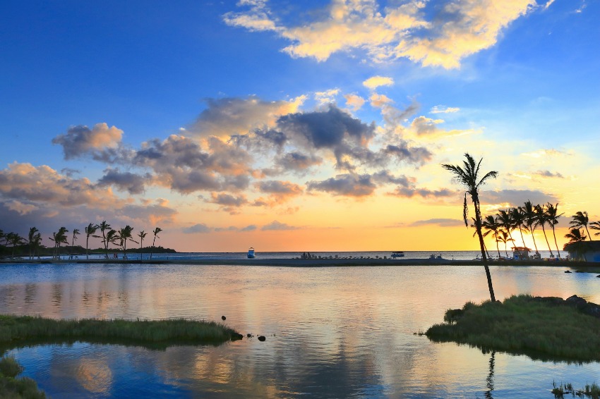 Anaeho'omalu beach during a sunset Big Island Anaeho'omalu beach during a sunset Big Island
